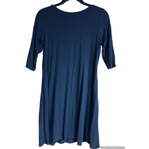 EILEEN FISHER Women's XS 3/4 Sleeve Black T-Shirt Jersey‎ Knit Dress Tunic